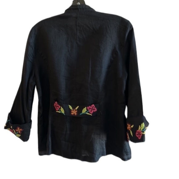 Y2K linen embroidered blazer,floral,embellished,lightweight,fresh,travel,coasta - Picture 1 of 12
